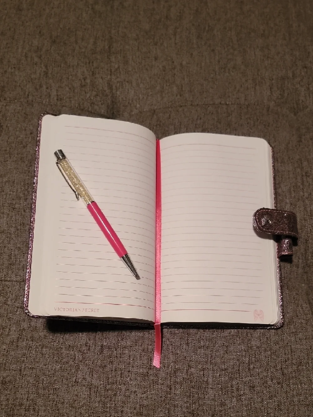 Victoria's Secret Limited Edition Sparkly Pink Angel Wing Notebook with Pen Y2K